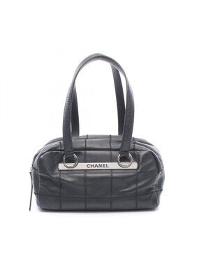 Chanel Boston Bag Choco Bar Black Caviar Leather
